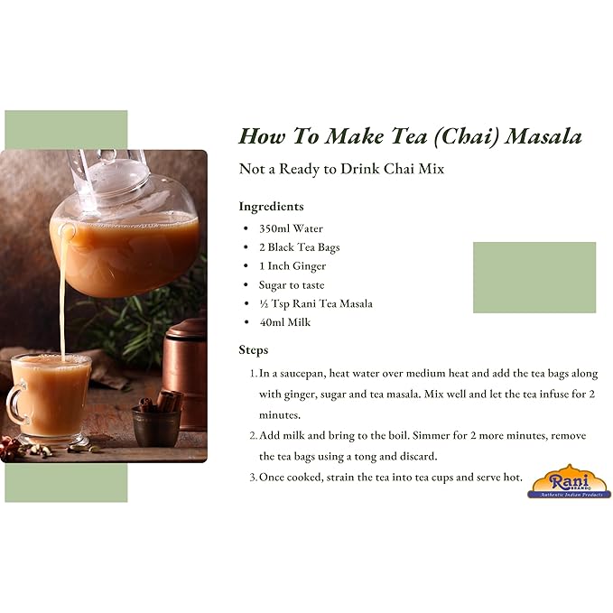 Rani Tea (Chai) Masala Indian Spice Blend 16oz (1lb) 454g Bulk PET Jar ~ All Natural | Vegan | Gluten Friendly | Salt & Sugar Free | NON-GMO | No Colors | Indian Origin