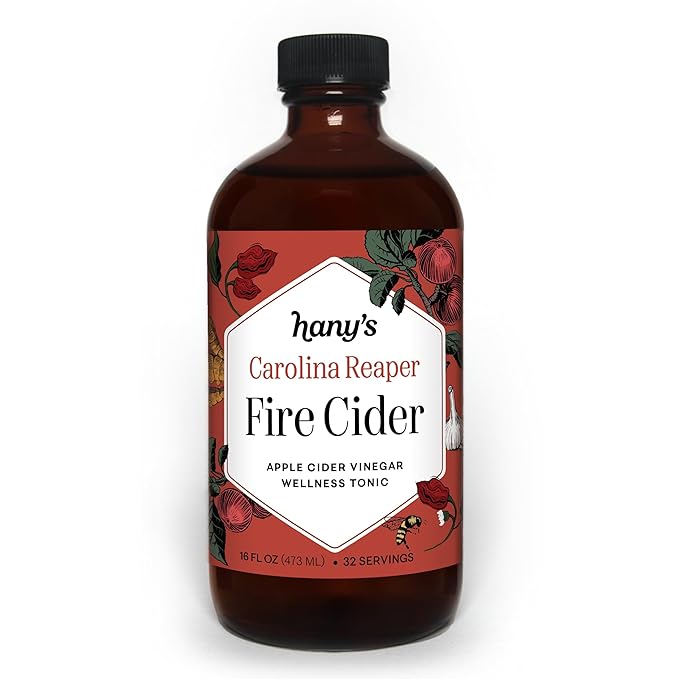 Hany's Harvest Carolina Reaper Fire Cider ??16 fl oz Glass Bottle | All-Natural, Small-Batch, Handcrafted, Non-GMO, Gluten-Free