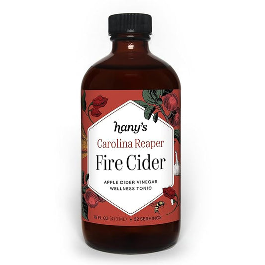 Hany's Harvest Carolina Reaper Fire Cider - 16 fl oz Glass Bottle | All-Natural, Small-Batch, Handcrafted, Non-GMO, Gluten-Free