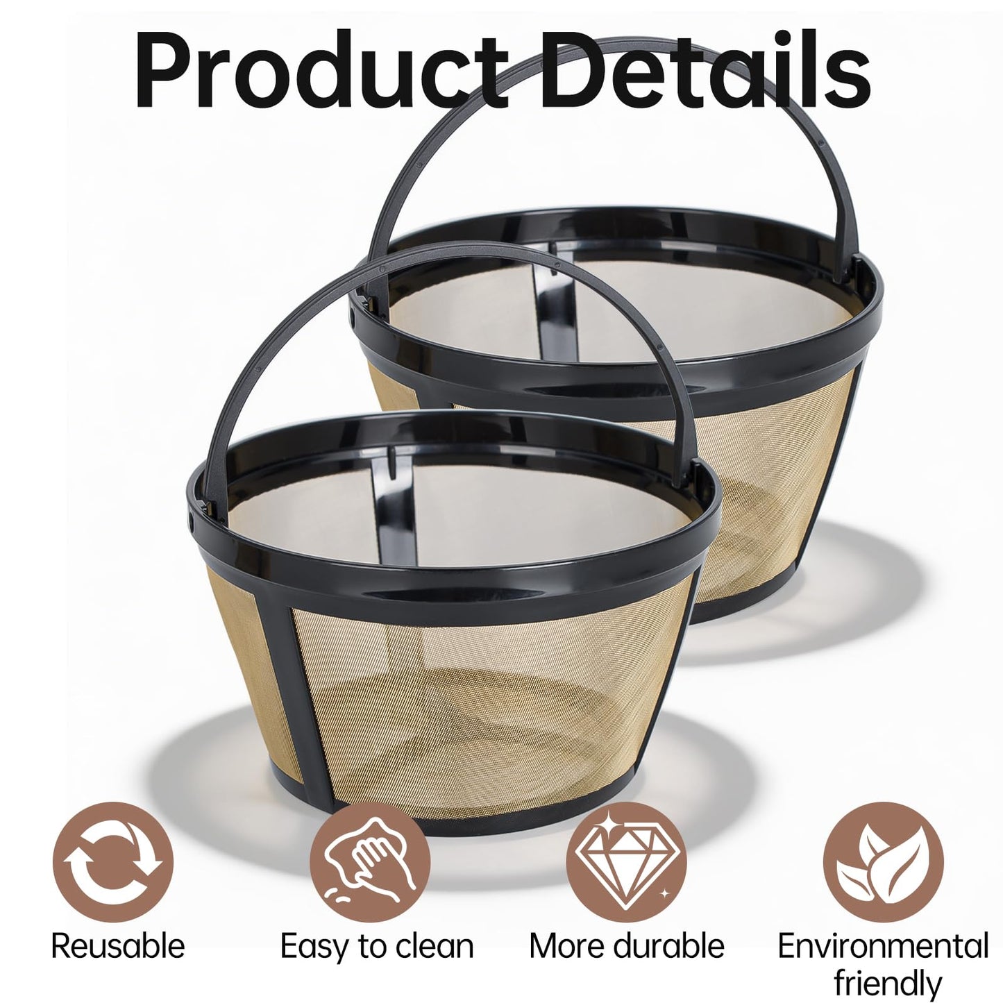 Coffee Filter 8-12 Cup Compatible with Black and Decker 12 Cup Coffee Makers, Reusable Basket