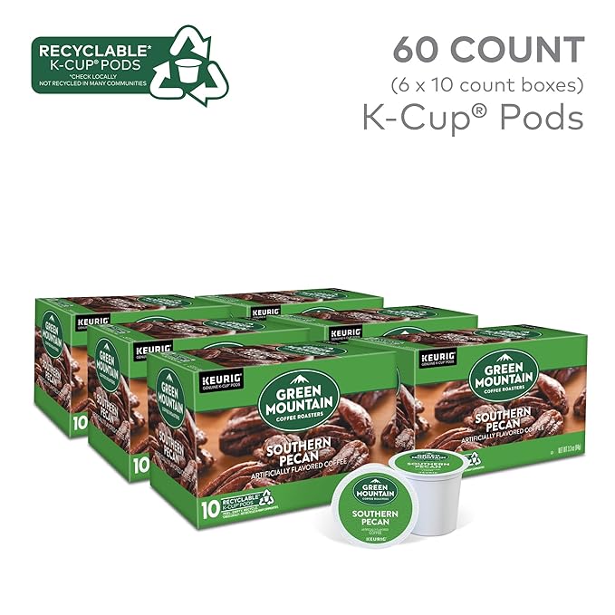 Green Mountain Coffee Roasters Southern Pecan Keurig Single-Serve K-Cup pods, Light Roast Coffee, 60 Count (6 Packs of 10)