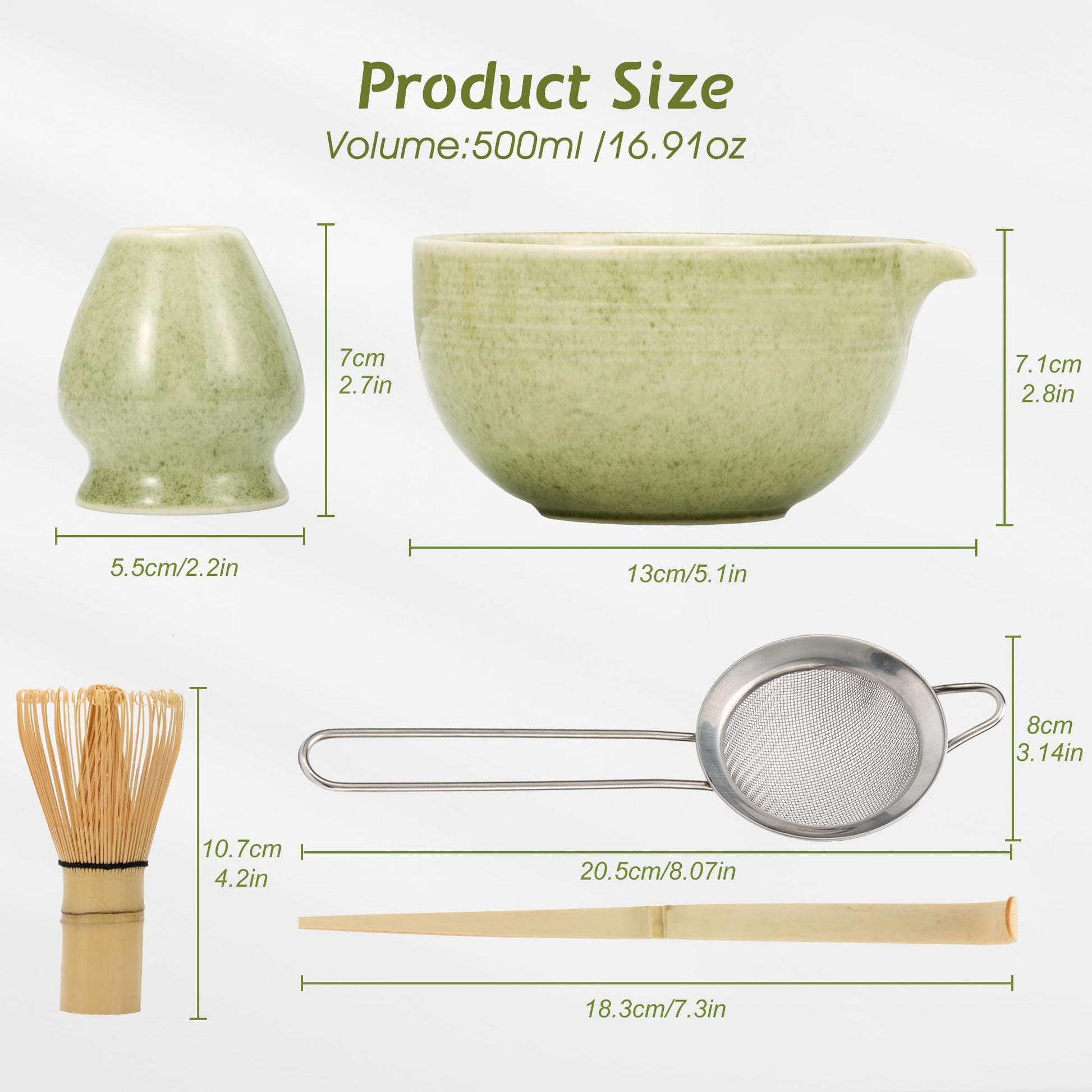 DiDiBirDi Matcha Tea Set 5 Pcs, Japanese Traditional Ceramic Bowl, Bamboo Whisk (Chasen), Scoop