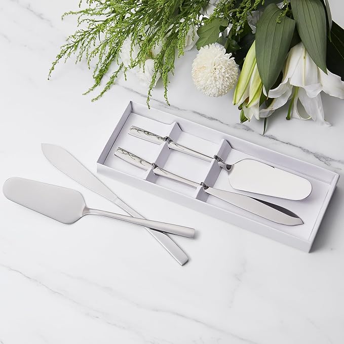 AW BRIDAL Silver Cake Cutting Set for Wedding Stainless Steel Cake Cutter Pie Server for Birthday Parties Bridal Shower Anniversary Wedding Gifts for Couples
