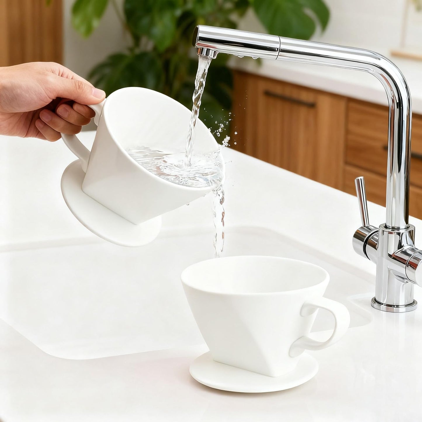 NBYHZLS Ceramic Pour Over Coffee Dripper, V-Shaped Coffee Filter Cone