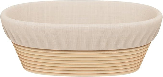 Sondiko Oval Bread Proofing Basket, Handmade Sourdough Bread Baking Supplies, Banneton Bread Proofing Basket Brotform with Proofing Cloth Liner for Sourdough Bread, Baking