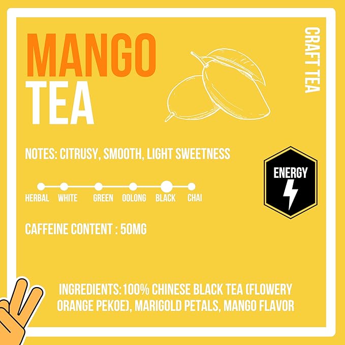 Revival Tea Company Mango Tea - Black Tea Blend with Real Mango Pieces and Flavor - Loose Leaf 6 Ounces