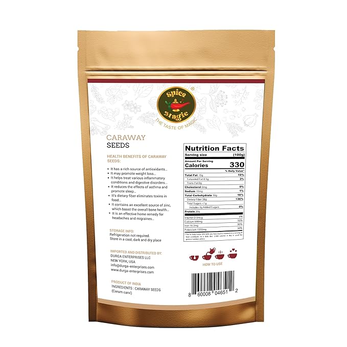 Spice Magic Caraway Seeds I 7oz (200 g) I 100% Natural Caraway Seeds I Perfect for Baking Rye Bread, Cooking & Seasoning I Fresh & Aromatic I Non-GMO I Vegan