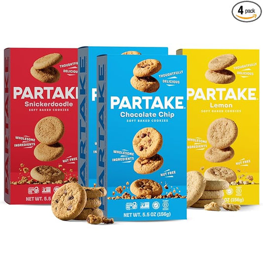 Gluten Free Partake Soft Vegan Cookies ??4 Box Variety Pack | Vegan | Dairy Free, Nut Free, Egg Free, Wheat Free, Soy Free, Safe School Snack