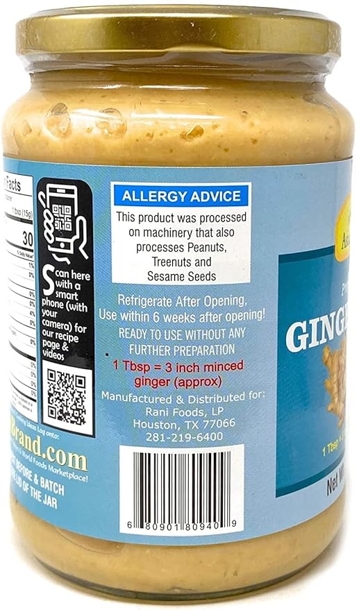 Asian Kitchen Ginger Cooking Paste 26.5oz (750g) Glass Jar ~ Vegan | Gluten Free | NON-GMO | No Colors | Indian Origin