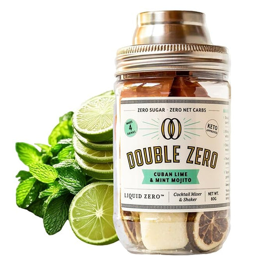 *NEWER VERSION WILL SHIP* Liquid Zero Double Zero Mojito Mix (New Version Makes 8 Drinks instead of 4, same original mix) Craft Cocktails, Sugar Free, Keto Friendly, No Artificial Aftertaste.