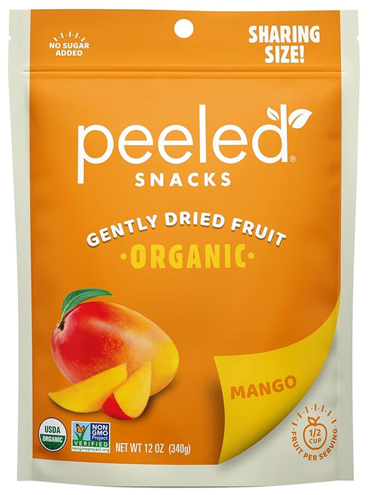 Peeled Snacks Organic Dried Fruit ??Healthy, Vegan Snacks for On-the-Go Lunch and More Mango, 12 Oz (Pack of 1)