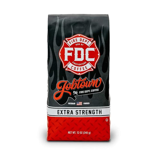 Fire Department Coffee - Gives Back to Firefighters - Jobtown Extra Strength Coffee Beans - Rich &