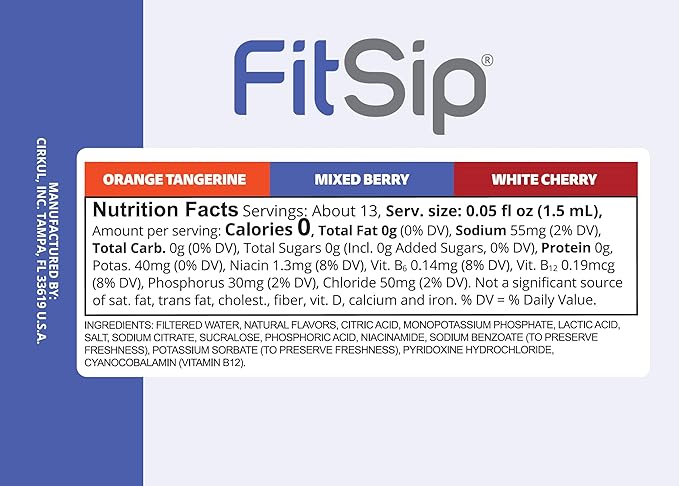 Cirkul FitSip Flavor Cartridge Variety Pack with Electrolytes, 6-Pack (2 Mixed Berry, 2 White Cherry, 2 Orange Tangerine), No Sugar, Zero Calorie Drink Mix