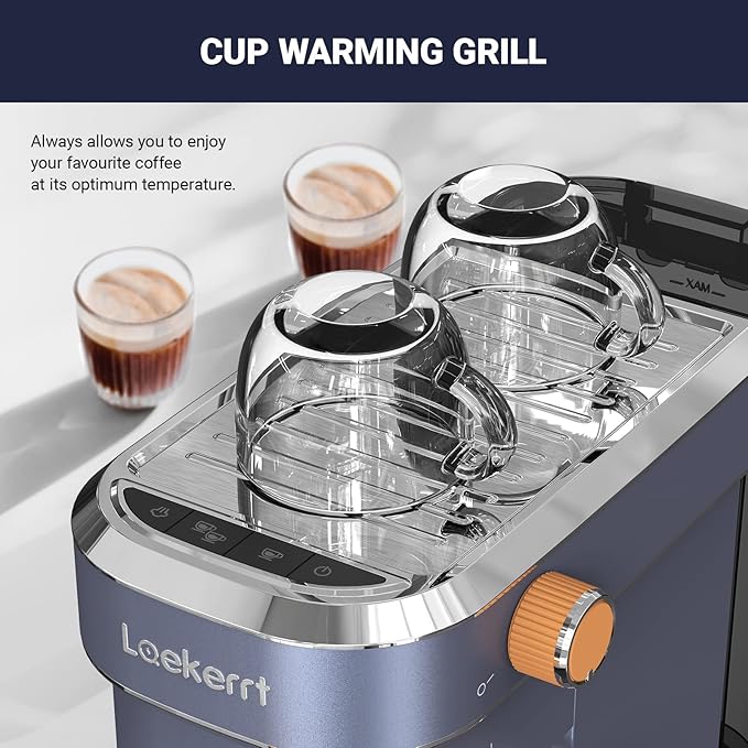Laekerrt Espresso Machine, Expresso Coffee Machines, 20 Bar Cafetera Espresso with Milk Frother Steam Wand for Home, Compact Small Stainless Steel Coffee Maker for Latte and Cappuccino, Blue