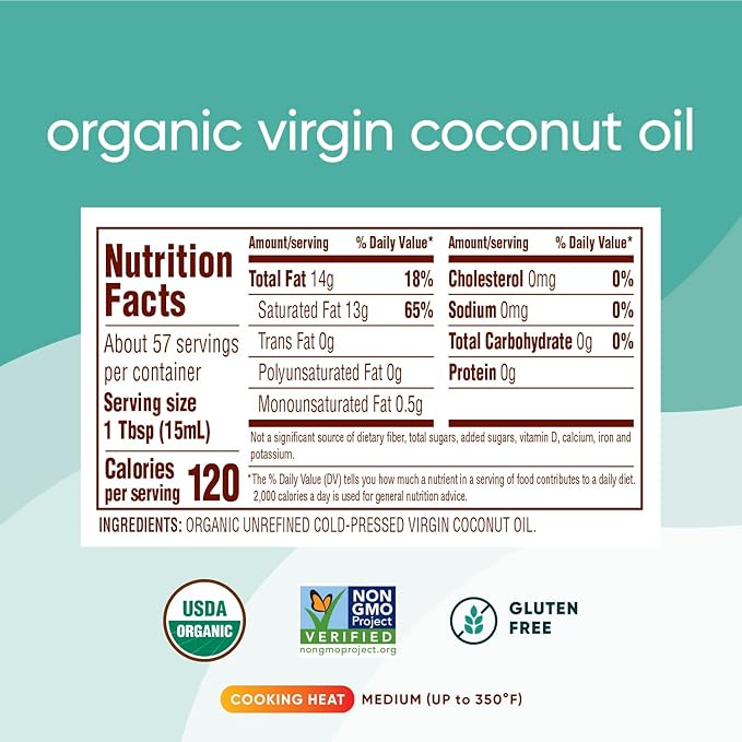 Nutiva Organic Coconut Oil, 29 Fl Oz - USDA Organic Cold Pressed Unrefined Extra Virgin Coconut for Cooking, Skin, Hair, Massage, and Oil Pulling. Contains Natural MCT
