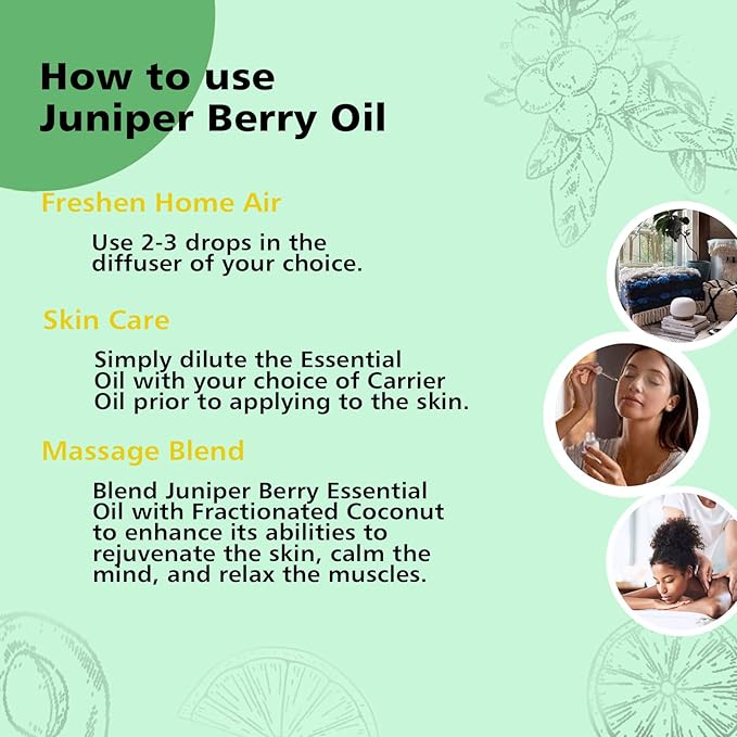 Juniper Berry Essential Oil 1 Oz ??100% Pure Natural Juniper Berry Oil for Diffuser, Massage, DIY Blends & Personal Care, Fresh Crisp Aroma