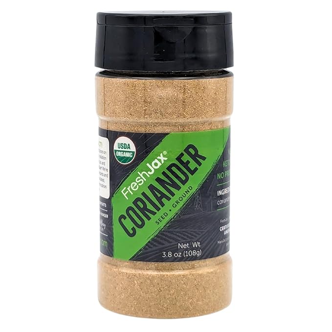 FreshJax Organic Ground Coriander Powder ??3.8 oz | Non-GMO, Gluten-Free, Keto, Paleo, No Preservatives | Premium Organic Spice for Cooking, Baking & Seasoning
