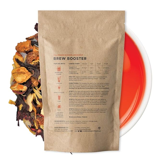 Kombucha.com Orange Blossom Lemon Drop Brew Booster ??Premium Botanical Flavor Enhancer for Home Brewed Kombucha, Tea, Sangria & More ??Easy & Delicious Flavors for Your Kombucha Starter Kit ??(8 ounce)