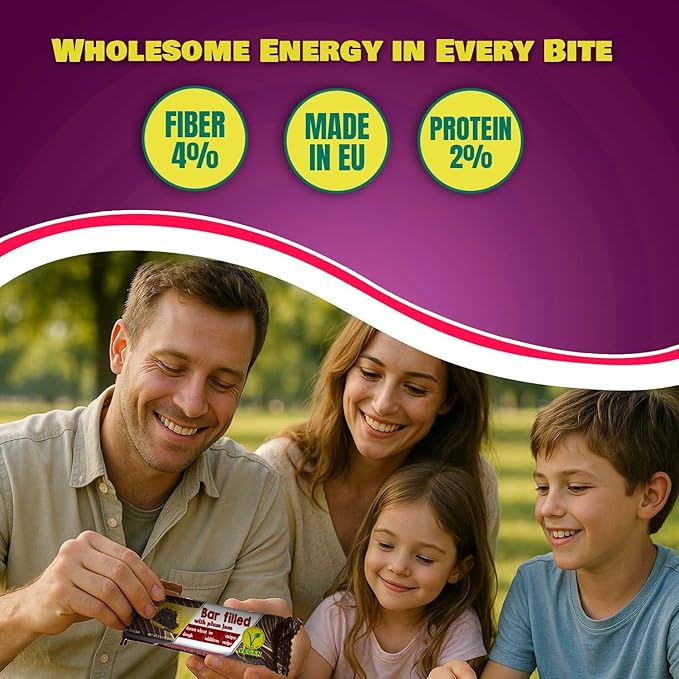 Ambrozia Vegan Snack Bars – Healthy Snack Plum-Filled Bar | Clean-Label, No Added Sugar, Handcrafted in EU | Healthy Romanian-Inspired Fruit Bar for Kids & Adults | 5 x 60g Individually Wrapped