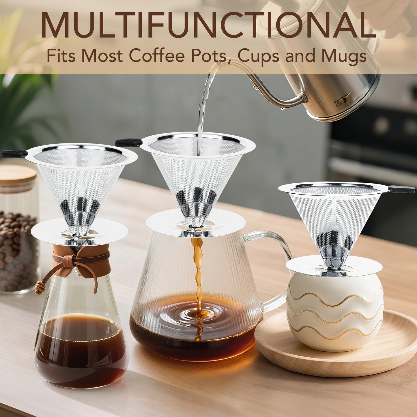 Premium Pour Over Coffee Dripper with Reusable Stainless Steel Filter – Portable, Easy Clean Coffee
