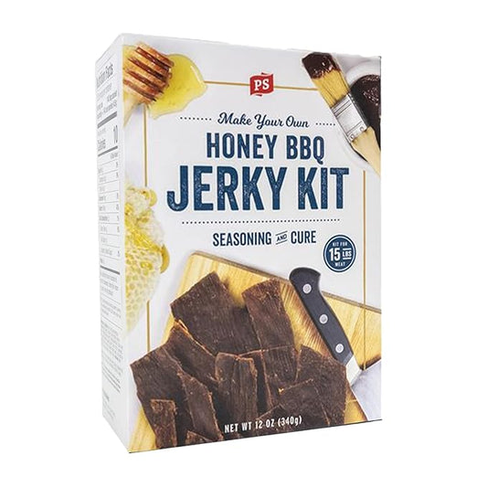 PS Seasoning Jerky Seasoning and Cure Kit (Honey BBQ) - Award-Winning DIY Jerky Making Kit with Seasoning Mix & Cure - Oven, Smoker, Dehydrator - Great for Beef, Turkey, Venison, Wild Game