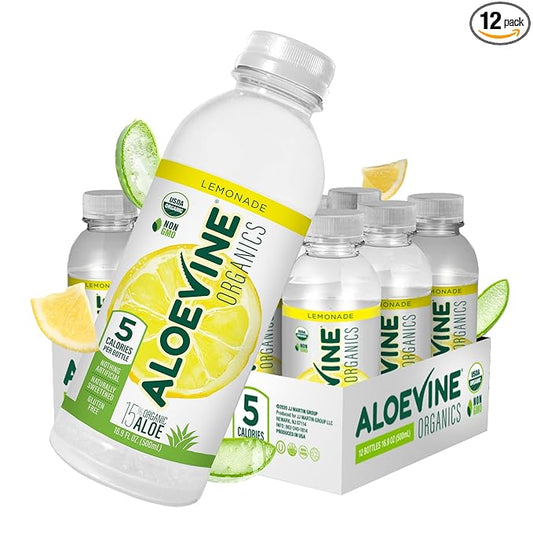 Aloe Vera Juice, No-Pulp Organic Aloe Vera Drink, Healthy Juice with Aloe Powder and Lemon Juice, 5