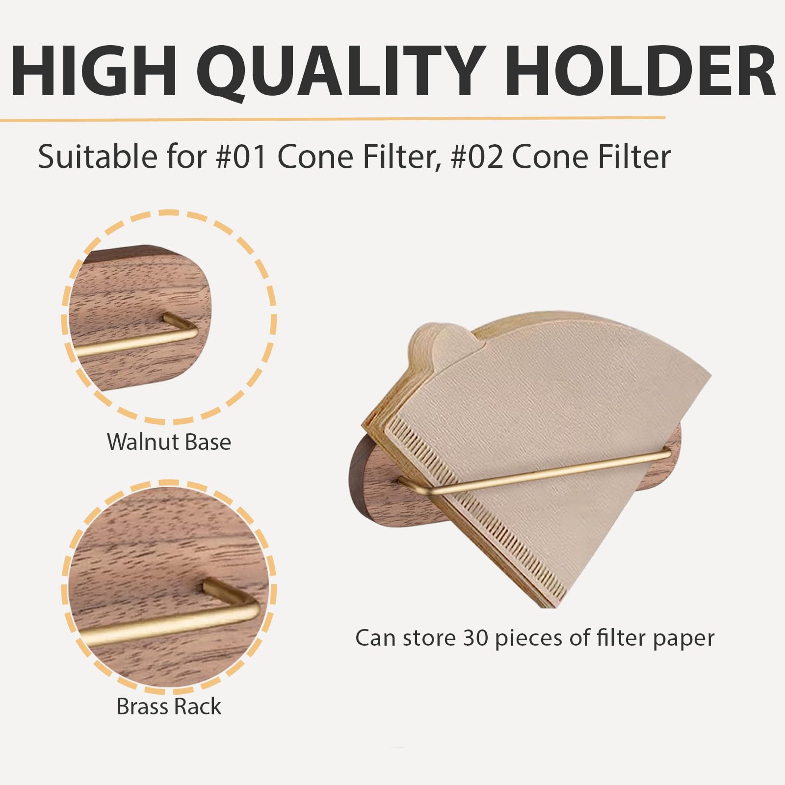 VANDROOP Coffee Filter Holder for Wall, Cone Coffee Filter Holder Storage