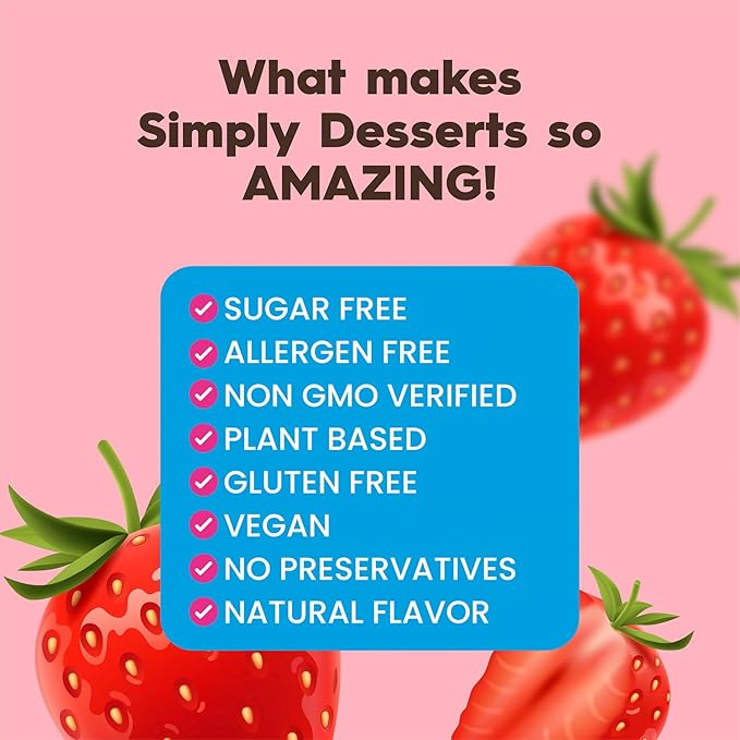 Simply Desserts Sugar-Free Strawberry Jel, 6-Pack ??Vegan Dessert, Keto Snacks, Diabetic Friendly & Kosher, 1.7 Oz Ea