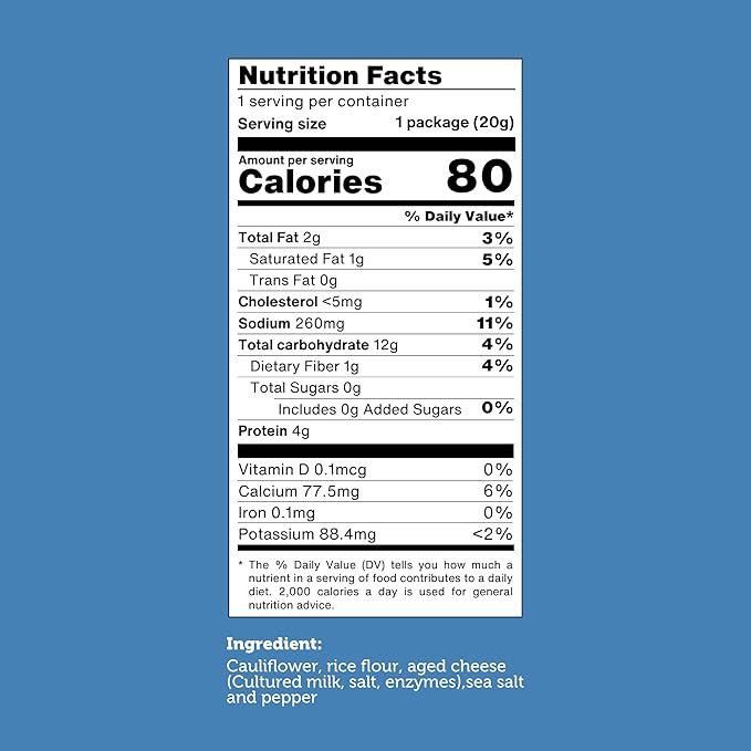 Good Chips Cauliflower Aged Cheese - Baked, No Oil - High Protein, Guilt Free Healthy Snacks - 0.7 oz, Pack of 12