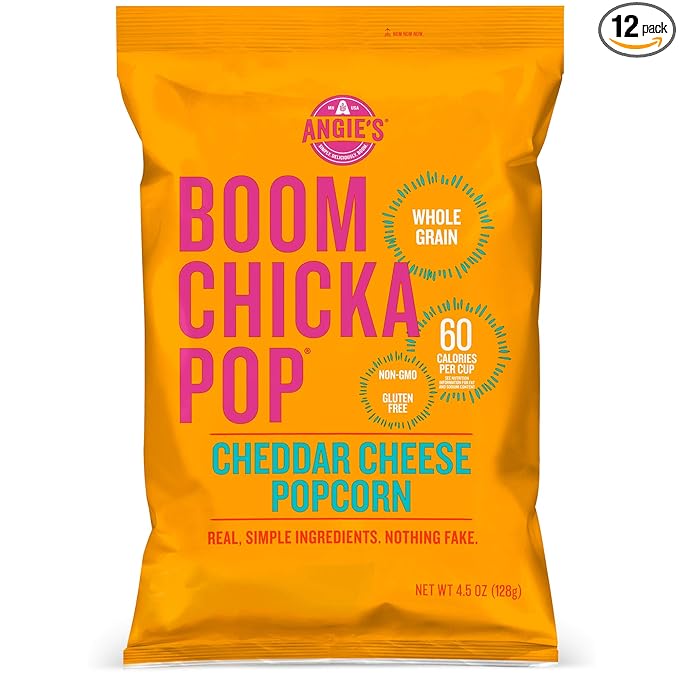 Angie's BOOMCHICKAPOP Cheddar Cheese Popcorn, 4.5 oz. (Pack of 12)