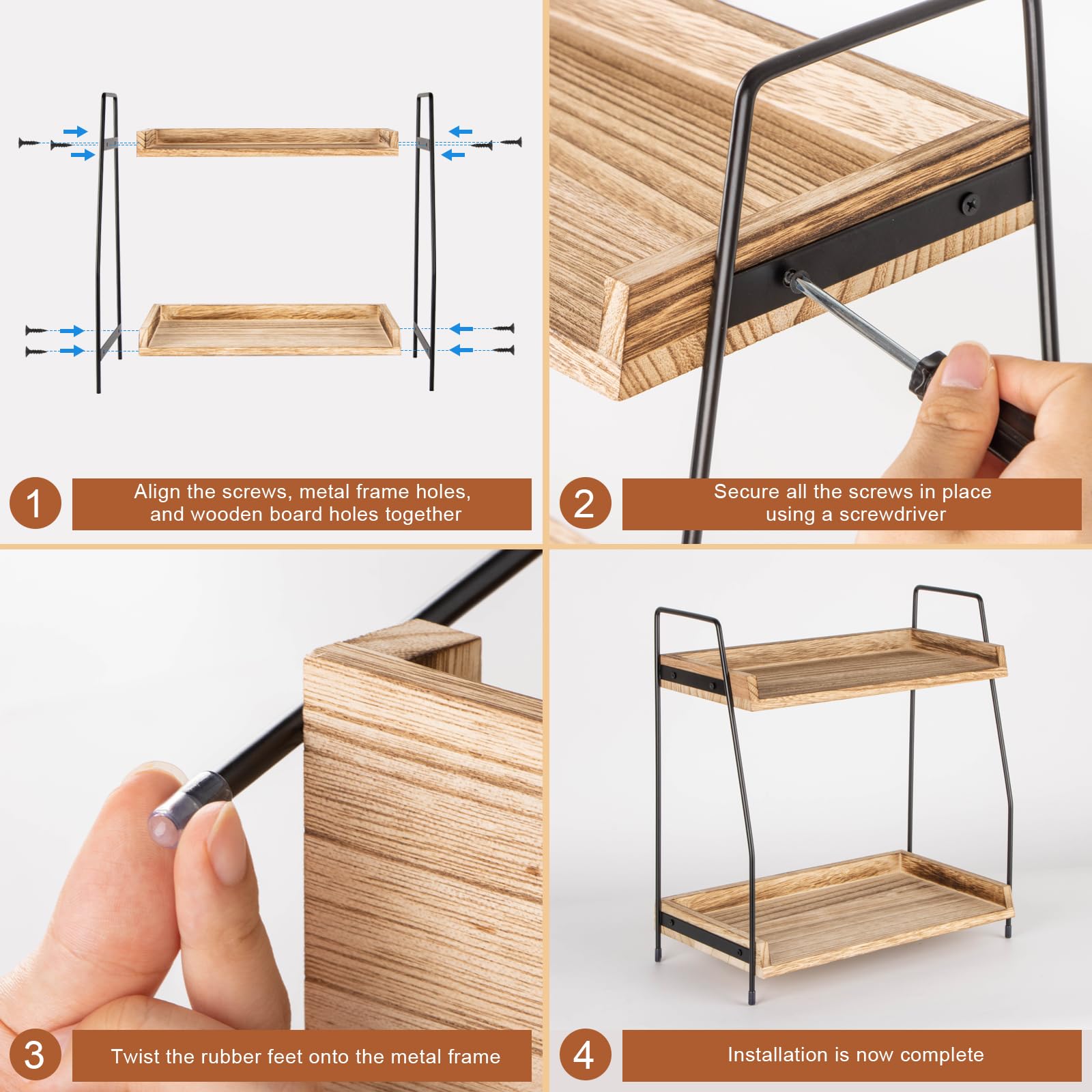 ANBOXIT Countertop Coffee Station Organizer, 2 Tier Wooden Shelf