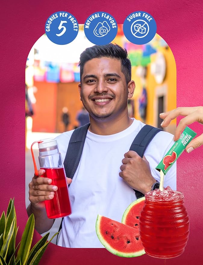 Klass Aguas Frescas | Drink Mix Packets | Watermelon Flavored | Sugar Free On-The-Go Packets, Low Calorie (40 Count Powder Stick Packs)