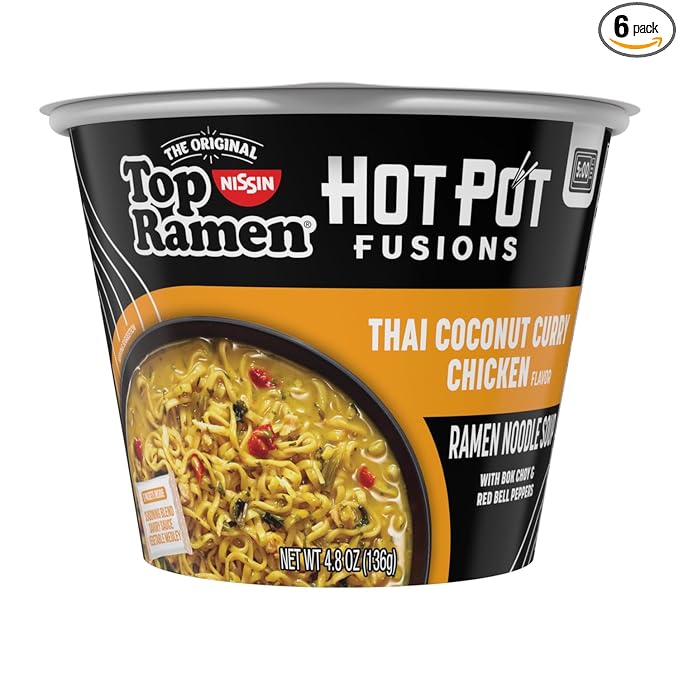 Top Ramen Hot Pot Fusions Thai Coconut Curry Chicken, 4.8 Ounce (Pack of 6)