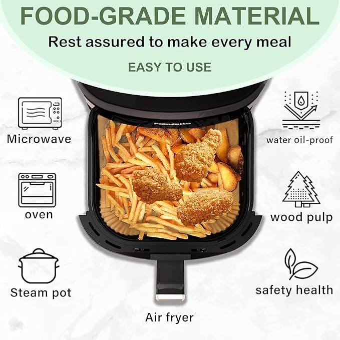 Air Fryer Liners,Disposable Airfryer Paper Liners,Non-Stick Oil-proof Water-proof for Easy Cleanup, Great for Oven, Pans & Baking,8??Sqaure for 4-8 qt Air Fryer, Steamer, Roasting,Microwave,120 Pcs