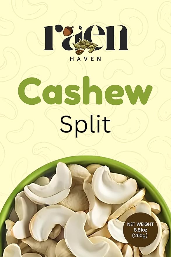 Raen Haven Cashew Splits ??100% Natural and Organic | High Protein, No Preservatives, Rich in Healthy Fats | Perfect for Snacking, Cooking & Recipes - 8.81 oz