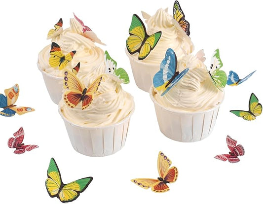 YOcity Wafer Paper Butterflies Cake Toppers Edible Butterfly Cake Decorations 60 Pcs Small Pastel Cupcake Topper For Wedding Party Birthday Baby Shower Mix Color and Assorted Size