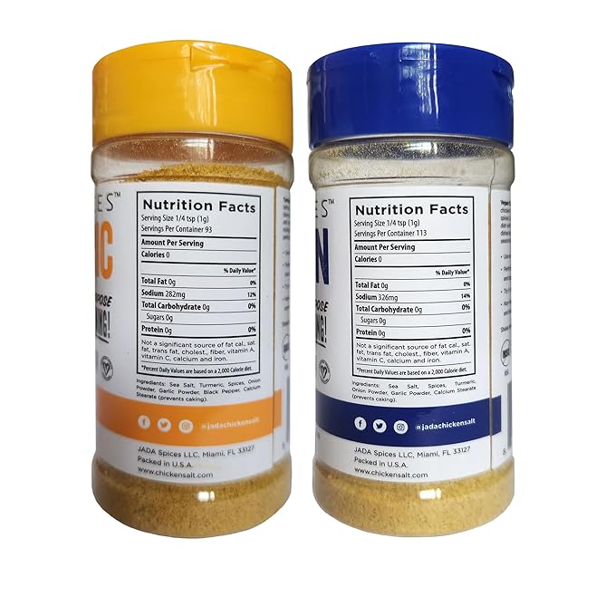JADA Spices Chicken Salt Spice and Seasoning - Original, Turmeric Salt - Vegan, Keto & Paleo Friendly - Perfect for Cooking, BBQ, Grilling, Rubs, Popcorn and more