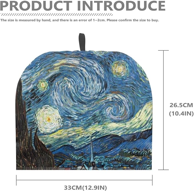Starry Night Oil Painting Tea Cozy for Teapot Cover with Handle Tea Kettle Dust Cover Warmer Cover Teapot Cozy Room Decor Van Gogh Teapot Cover Dome Shaped for Keeping Warm (Blue)