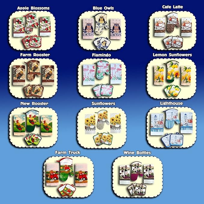 Lobyn Value Packs Decorative Lightweight Kitchen Towel Set 5 Piece Towels