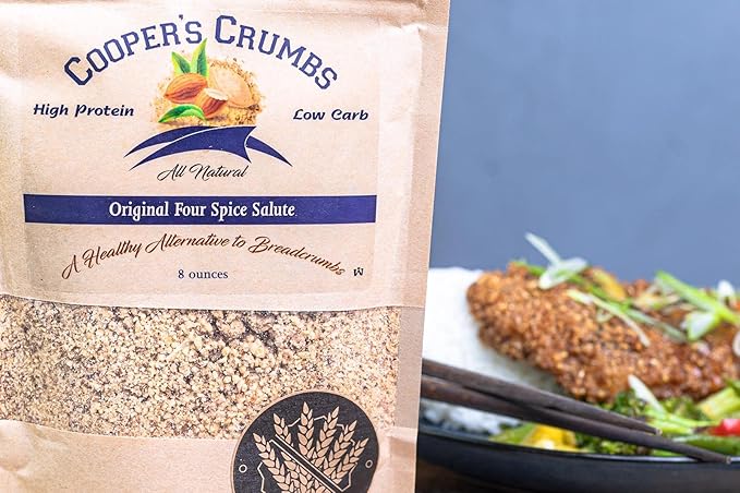 Cooper's Crumbs All Natural Gluten Free Low Carb Bread Crumb Alternative, High Protein, Vegan, Certified Kosher, Paleo, Keto (Original Four Spice Salute)