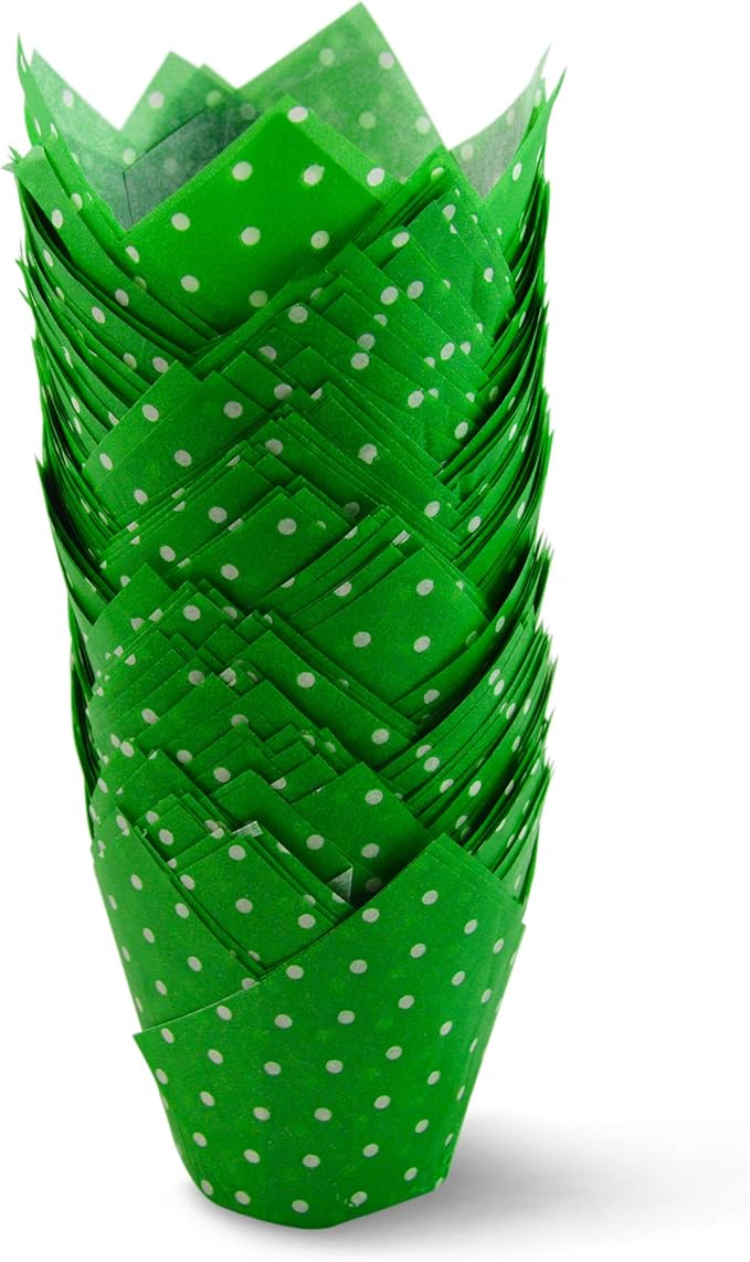 Polka Dot Green Tulip Baking Cups Cupcake Liners Muffin Liners Greaseproof Paper 200