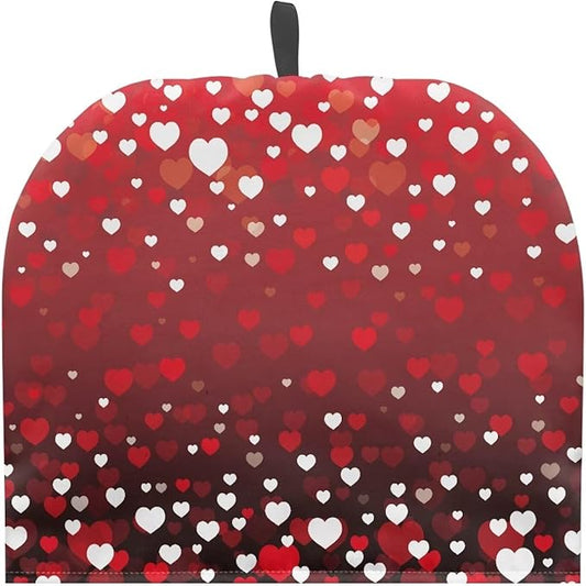 Hudotybom Red Heart Tea Cozy for Teapot - Insulated Large Cover to Keep Warm - Machine Washable Coffee Pot Cloth Cover - Valentine's Day Decorations
