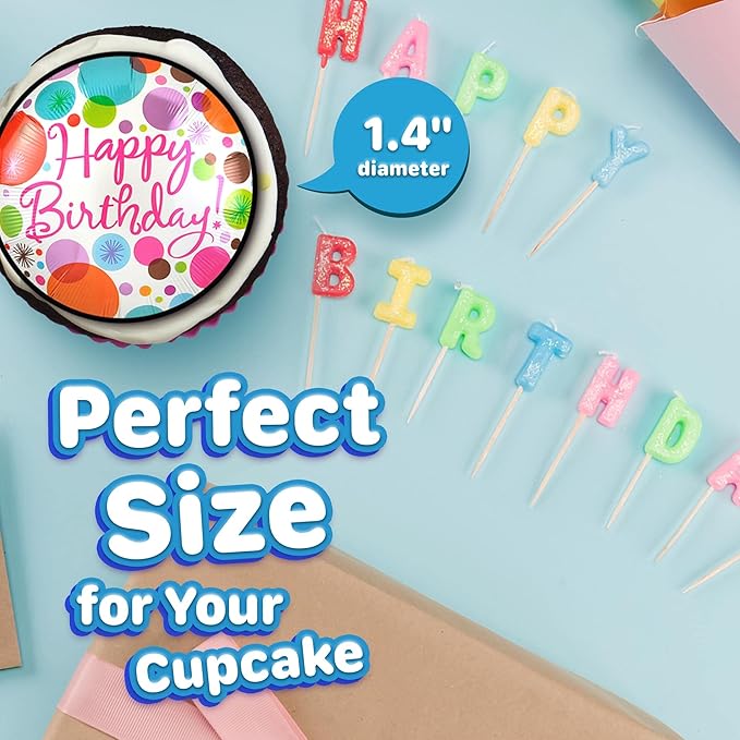 30 x Edible Cupcake Toppers Themed of Collection of Edible Cake Decorations | Uncut Edible on Wafer Sheet (5th Happy Birthday)
