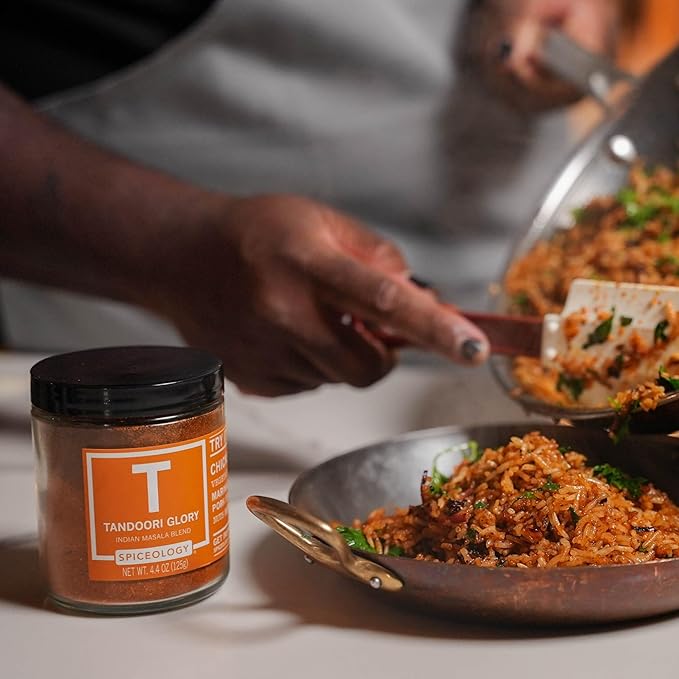 Spiceology - Tandoori Glory - Indian Masala Blend - Curry Spices and Seasonings - Use On: Chicken, Vegetables, Lamb, Marinades, Pork, Seafood, Nuts, Beef, Tofu - 4.4 oz