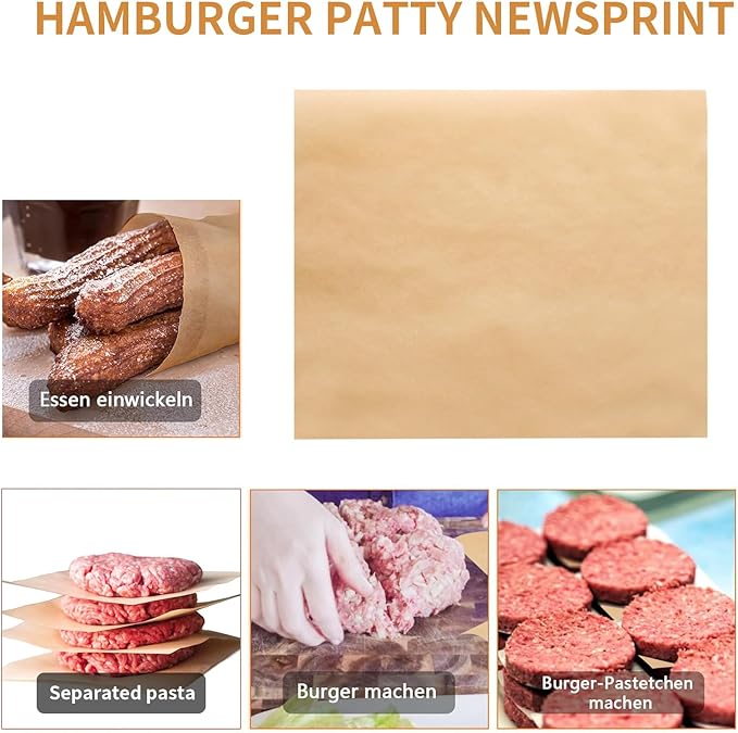 Hamburger Patty Paper Squares - burger paper 500 pieces, 5.5x5.5 in baking paper for burger press, ideal for smash burgers, burger pattie press paper
