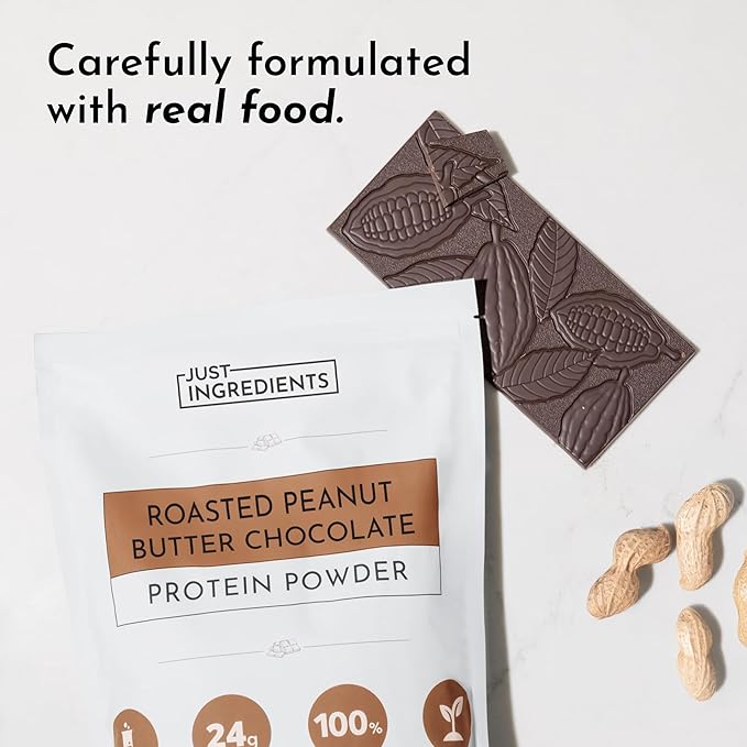 Roasted Peanut Butter Chocolate Protein Powder ??30-Serving Blend with 100% Grass-Fed Whey & Organic Plant Proteins ??Rich Cocoa & Roasted Peanut Flavor ??Supports Muscle Recovery & Energy*