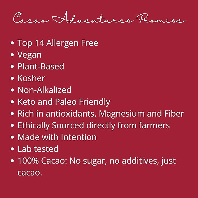 Cacao Adventures Ceremonial Cacao | Sacred Valley Peru 100% Pure Raw Cacao |Dairy Free & Vegan | Unsweetened | Ethically sourced and sustainably grown | Cacao Ceremony | Cusco Chuncho, 8 oz