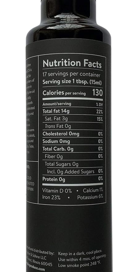 Schlacher & S철hne Styrian Pumpkin Seed Oil: 100% Pure, Cold Pressed, Non GMO, Gluten Free, Vegan, May Helps in Hair Growth, Made in Austria (8.4 FL OZ of 250 ml)