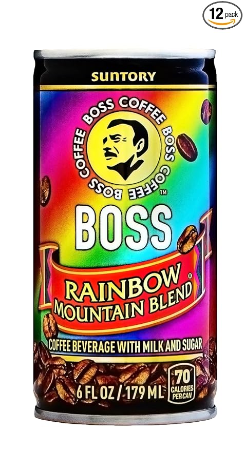 BOSS Coffee by Suntory ??Rainbow Mountain Blend Japanese Flash Brew Coffee, 6oz 12 Pack, Imported from Japan, Espresso Doubleshot, Ready to Drink, Contains Milk, No Gluten