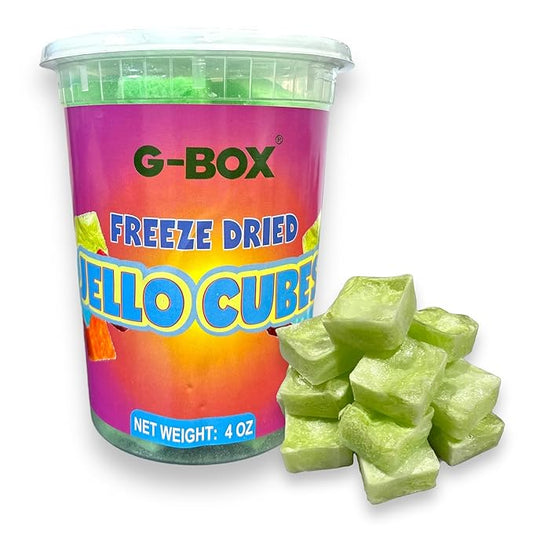 G-Box Freeze-Dried Lime Jello Cubes - 4 oz | USA-Made Freeze Dried Jelly | Freeze-Dried Candy | Trending TikTok Snack, TikTok Trend Items, Fruit Jelly Candy (Lime Jelly Snack, Large)